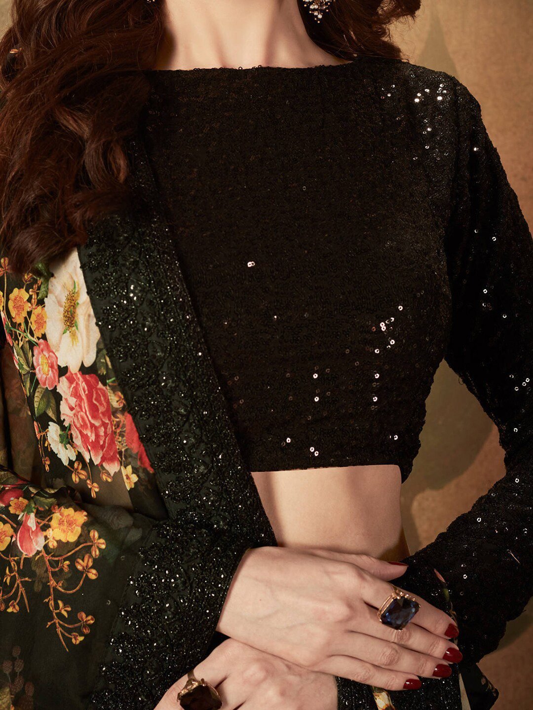 Embroidered Semi-Stitched Lehenga & Unstitched Blouse With Dupatta
