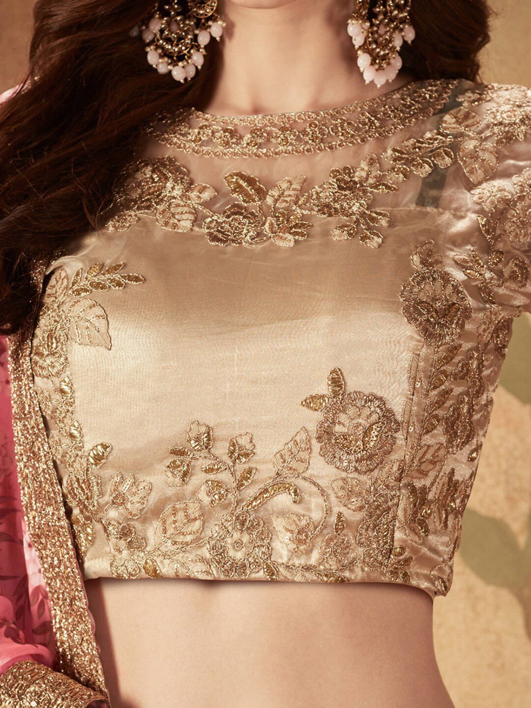 Embroidered Semi-Stitched Lehenga & Unstitched Blouse With Dupatta