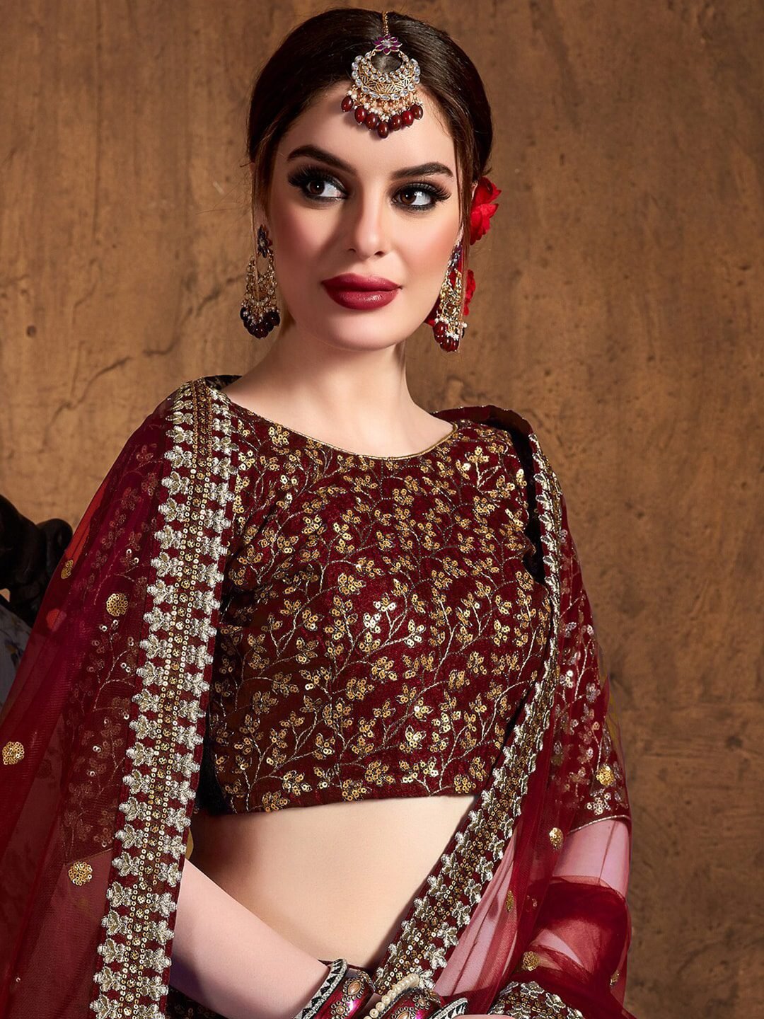 Embroidered Semi-Stitched Lehenga & Unstitched Blouse With Dupatta