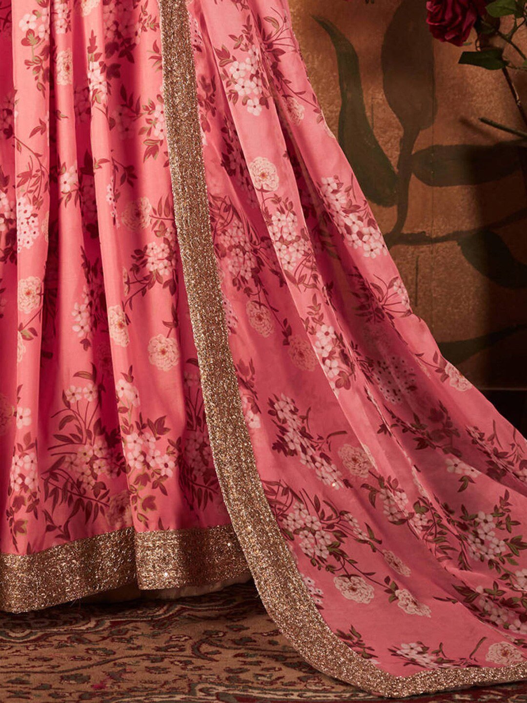 Embroidered Semi-Stitched Lehenga & Unstitched Blouse With Dupatta
