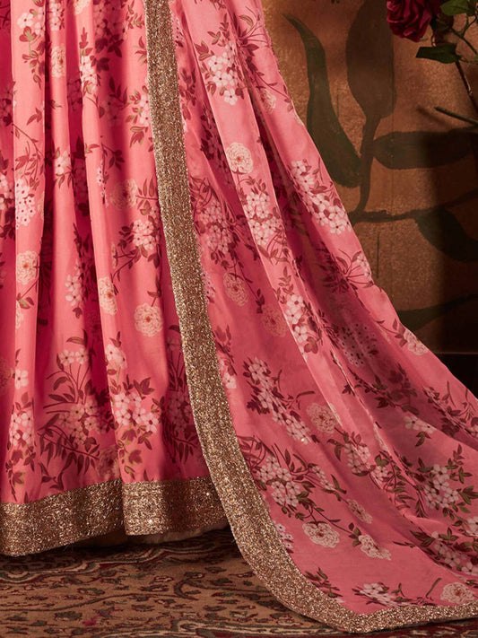 Embroidered Semi-Stitched Lehenga & Unstitched Blouse With Dupatta