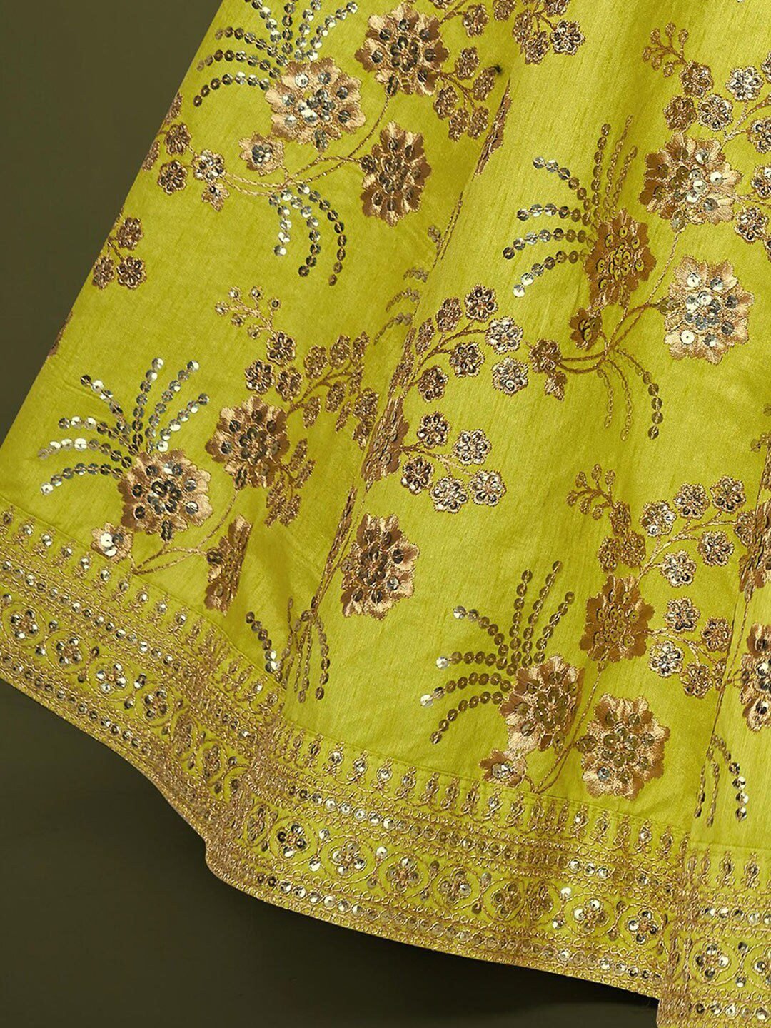 Embroidered Semi-Stitched Lehenga & Unstitched Blouse With Dupatta