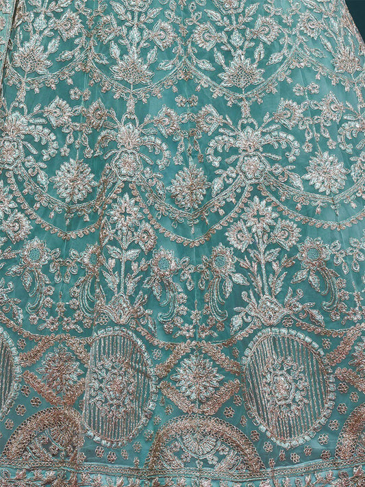 Embroidered Semi-Stitched Lehenga & Unstitched Blouse With Dupatta