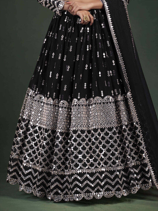 Embroidered Semi-Stitched Lehenga & Unstitched Blouse With Dupatta