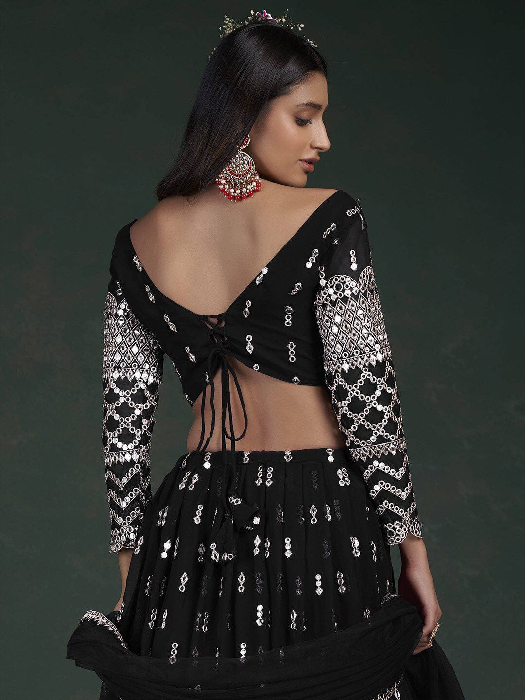 Embroidered Semi-Stitched Lehenga & Unstitched Blouse With Dupatta