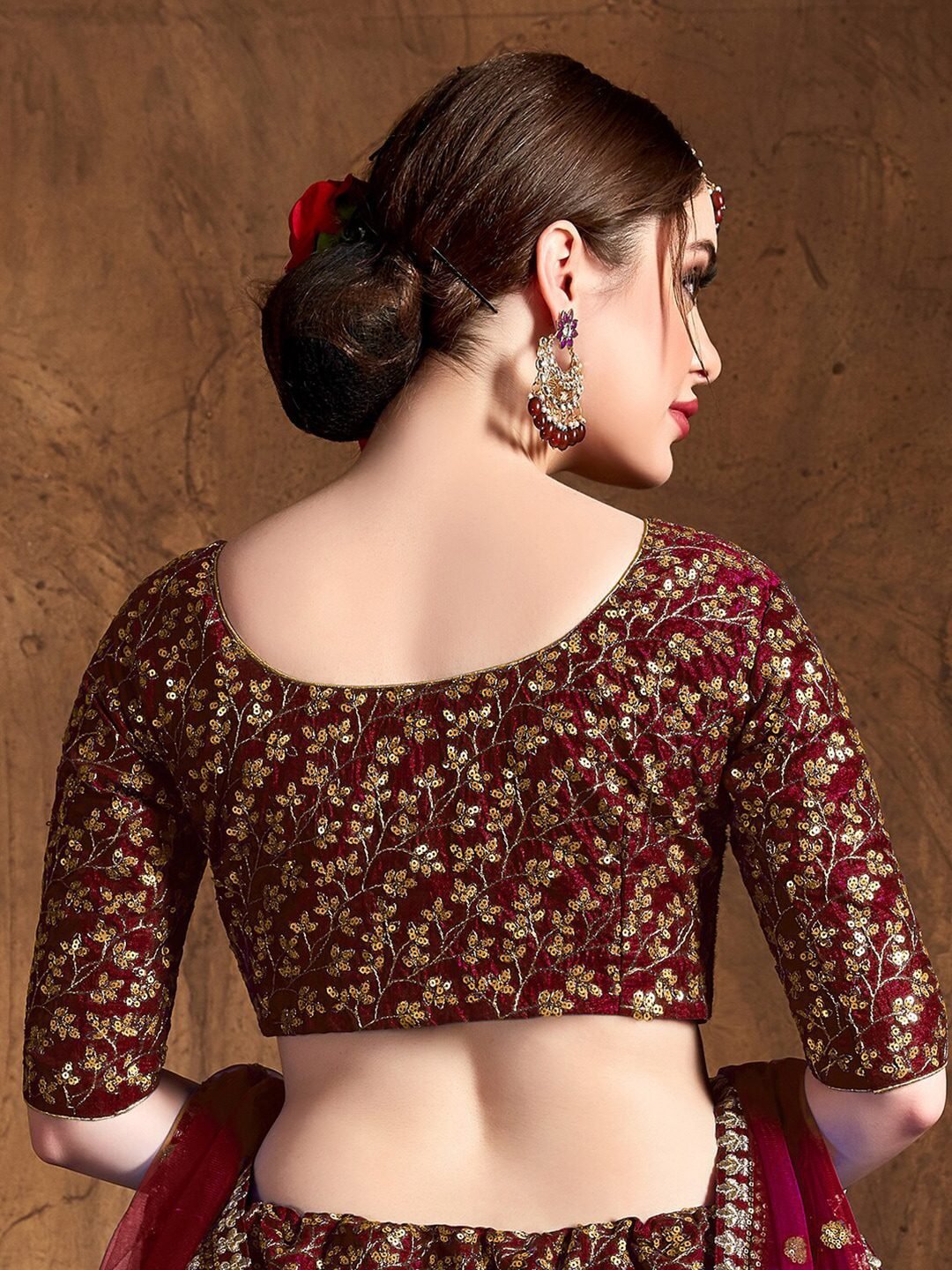 Embroidered Semi-Stitched Lehenga & Unstitched Blouse With Dupatta