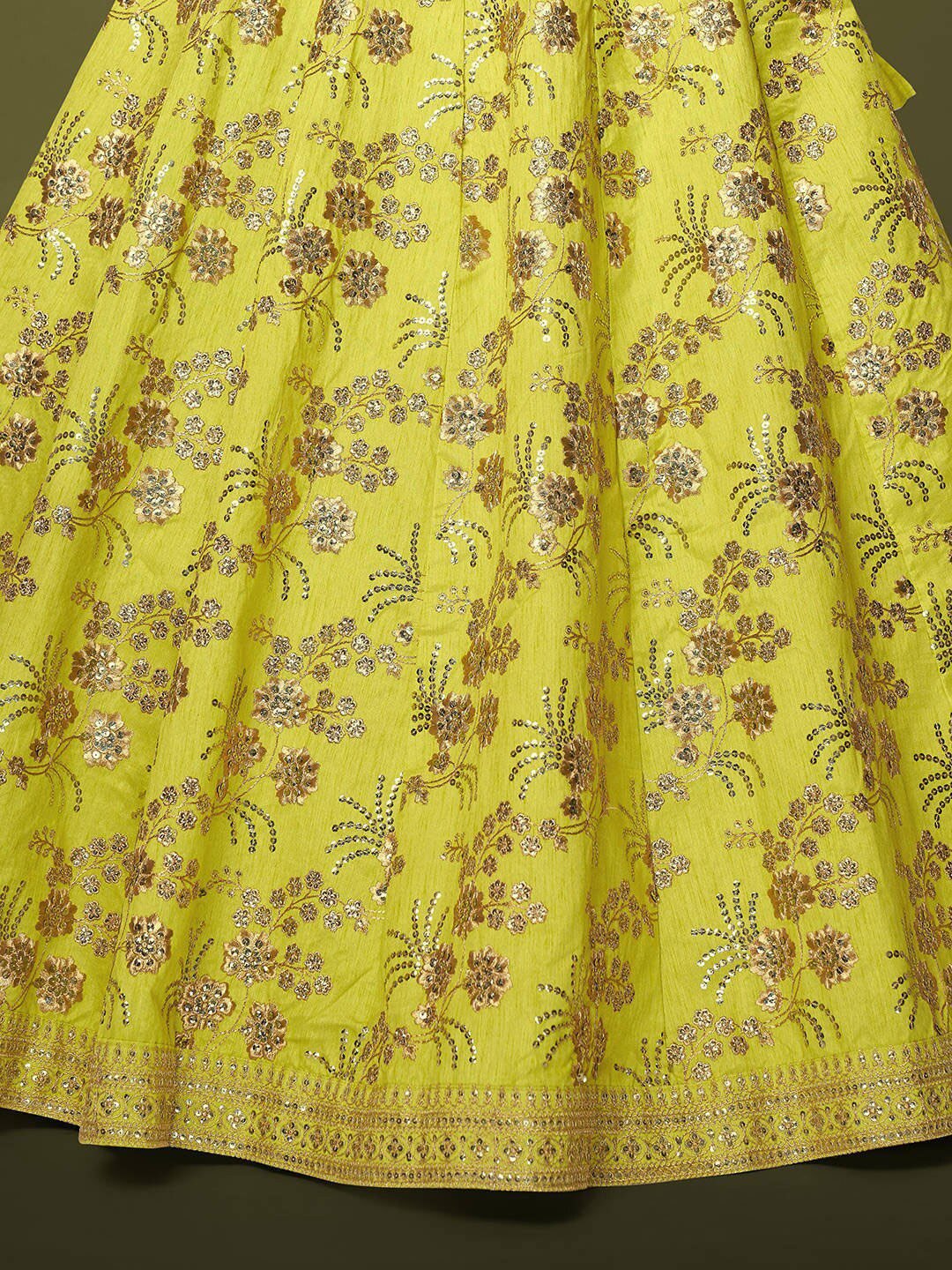 Embroidered Semi-Stitched Lehenga & Unstitched Blouse With Dupatta
