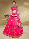 Embroidered Sequinned Semi-Stitched Lehenga &amp; Unstitched Blouse With Dupatta