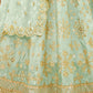 Pista green and gold-toned Embroidered Sequinned Semi-Stitched Lehenga & Unstitched Blouse With Dupatta