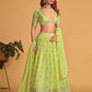 Embroidered Sequinned Semi-Stitched Green Lehenga & Unstitched Blouse With Dupatta