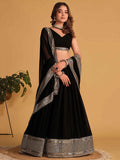 Embroidered Sequinned Semi-Stitched Lehenga & Unstitched Blouse With Dupatta