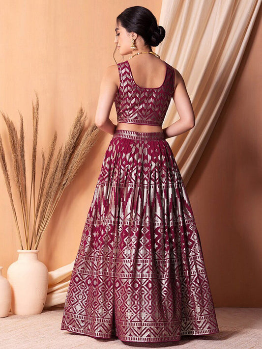 Fascinating Dark Pink Sequins Georgette Festival Wear Lehenga Choli