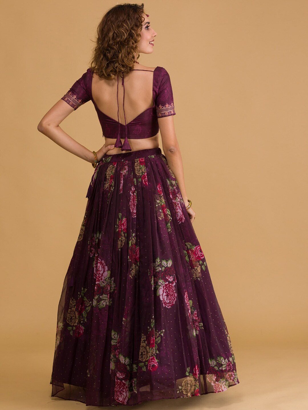 Embroidered Sequinned Semi-Stitched Lehenga & Unstitched Blouse With Dupatta