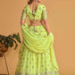 Embroidered Sequinned Semi-Stitched Green Lehenga & Unstitched Blouse With Dupatta