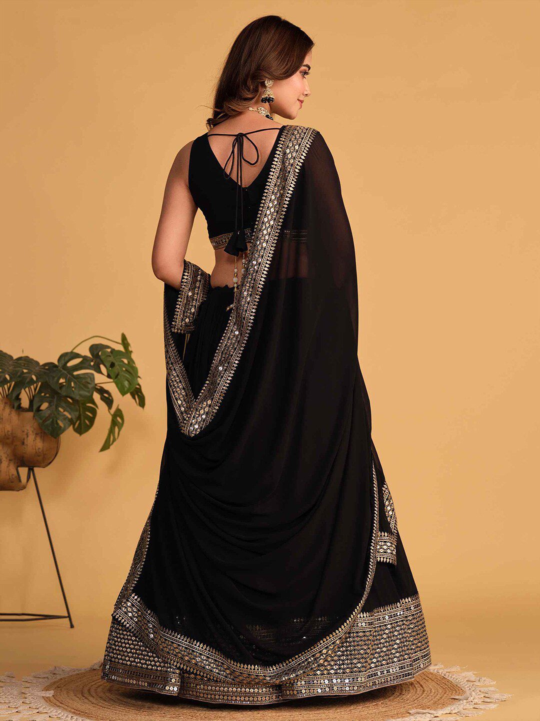 Embroidered Sequinned Semi-Stitched Lehenga & Unstitched Blouse With Dupatta