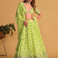 Embroidered Sequinned Semi-Stitched Green Lehenga & Unstitched Blouse With Dupatta