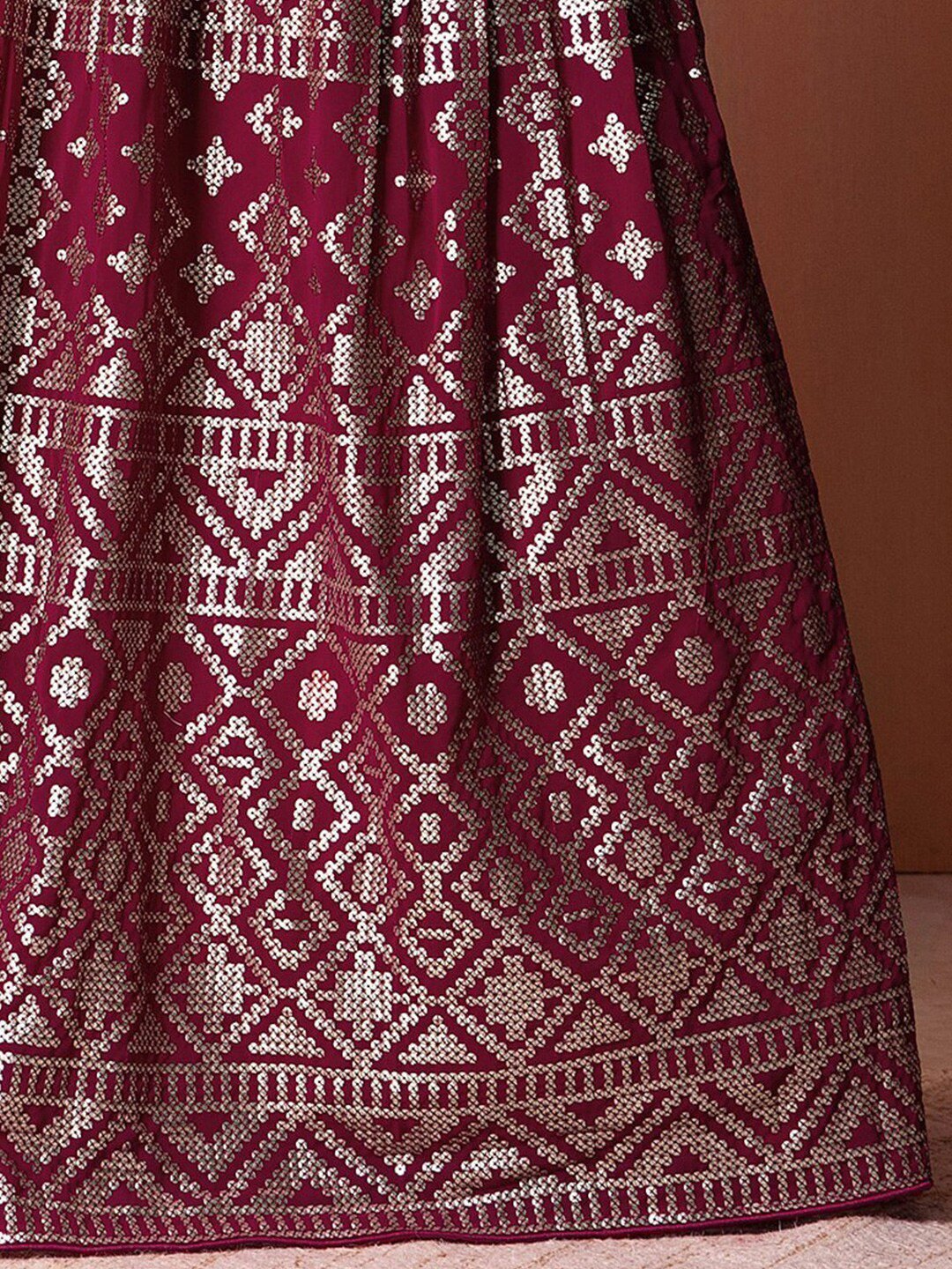 Fascinating Dark Pink Sequins Georgette Festival Wear Lehenga Choli