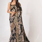 Captivating Black Floral Printed Organza Events Wear Saree