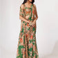 Mesmerizing Green Floral Printed Organza Festive Wear Saree