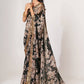 Captivating Black Floral Printed Organza Events Wear Saree
