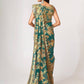 Bewitching Teal Blue Floral Printed Organza Party Wear Saree
