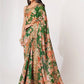 Mesmerizing Green Floral Printed Organza Festive Wear Saree