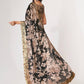 Captivating Black Floral Printed Organza Events Wear Saree
