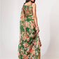 Mesmerizing Green Floral Printed Organza Festive Wear Saree