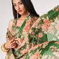 Mesmerizing Green Floral Printed Organza Festive Wear Saree