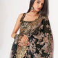 Captivating Black Floral Printed Organza Events Wear Saree