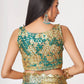 Bewitching Teal Blue Floral Printed Organza Party Wear Saree