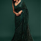 Bottle Green Fully Sequined Georgette Party Wear Saree
