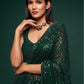 Bottle Green Fully Sequined Georgette Party Wear Saree