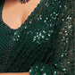 Bottle Green Fully Sequined Georgette Party Wear Saree