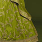 Lime Green Embroidered Semi-Stitched Lehenga &amp; Unstitched Blouse With Dupatta