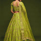 Lime Green Embroidered Semi-Stitched Lehenga &amp; Unstitched Blouse With Dupatta