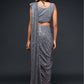 Grey Fully Sequined Georgette Party Wear Saree