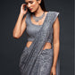 Grey Fully Sequined Georgette Party Wear Saree
