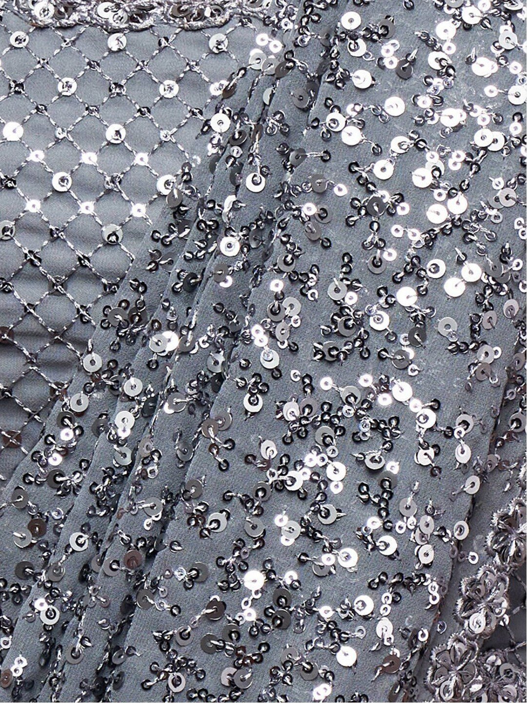 Grey Fully Sequined Georgette Party Wear Saree
