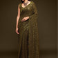 Olive Green Fully Sequined Georgette Party Wear Saree