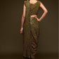 Olive Green Fully Sequined Georgette Party Wear Saree