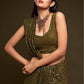 Olive Green Fully Sequined Georgette Party Wear Saree