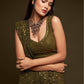 Olive Green Fully Sequined Georgette Party Wear Saree