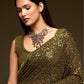 Olive Green Fully Sequined Georgette Party Wear Saree