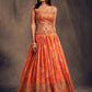 Orange & Gold Embroidered Shibori Lehenga with Unstitched Blouse