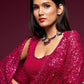 Hot Pink Fully Sequined Georgette Party Wear Saree