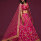 Embroidered Dark Pink Semi-Stitched Lehenga & Unstitched Blouse With Dupatta