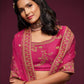 Embroidered Dark Pink Semi-Stitched Lehenga & Unstitched Blouse With Dupatta