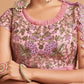 Pink & Gold-Toned Embroidered Kalamkari Semi-Stitched Lehenga &amp; Unstitched Blouse With Dupatta