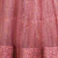 Pink & Gold-Toned Embroidered Kalamkari Semi-Stitched Lehenga &amp; Unstitched Blouse With Dupatta